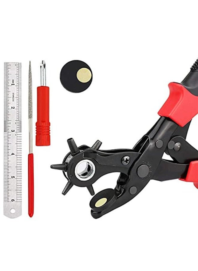 أوشيما مقصات ثقب الجلد، مقص ثقب حزام مع تروس عارضة 2.0 مم، أداة ثقب احترافية متوافقة، مقص ثقب عالي الكفاءة للجلد لصناعة أحزمة وملابس القماش والكرتون والأحذية - Image 1